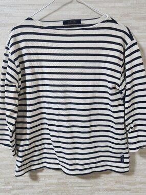 Croco Striped Cut and Sew T Shirt White/Black